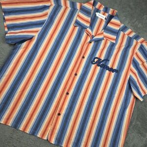 Honor The Gift Shirt Mens XL Multicolor Excellent Striped Camp Collar Button Up